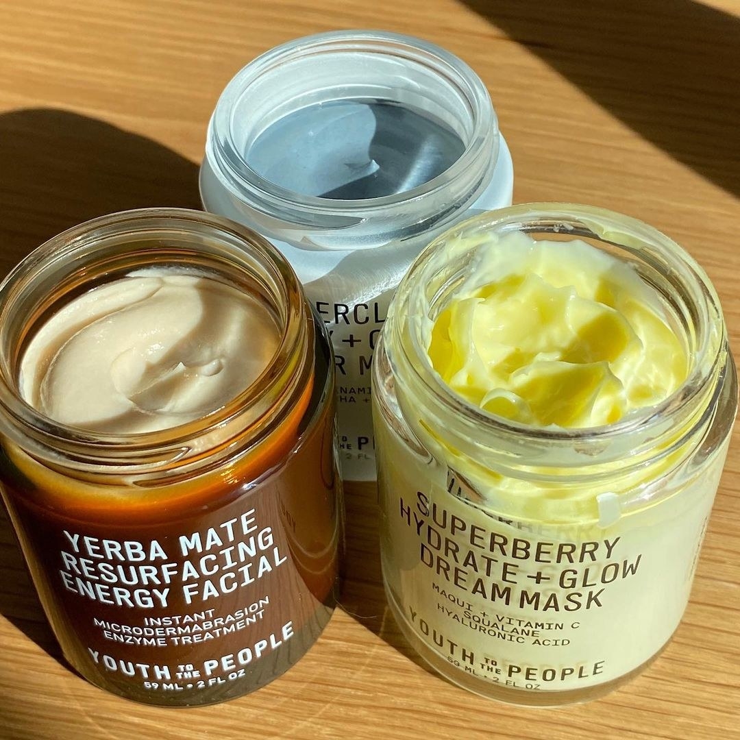 three open jars of the brand&#x27;s face masks