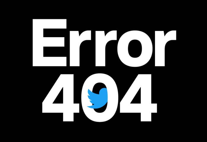 404 Error image with Twitter bird logo in the zero