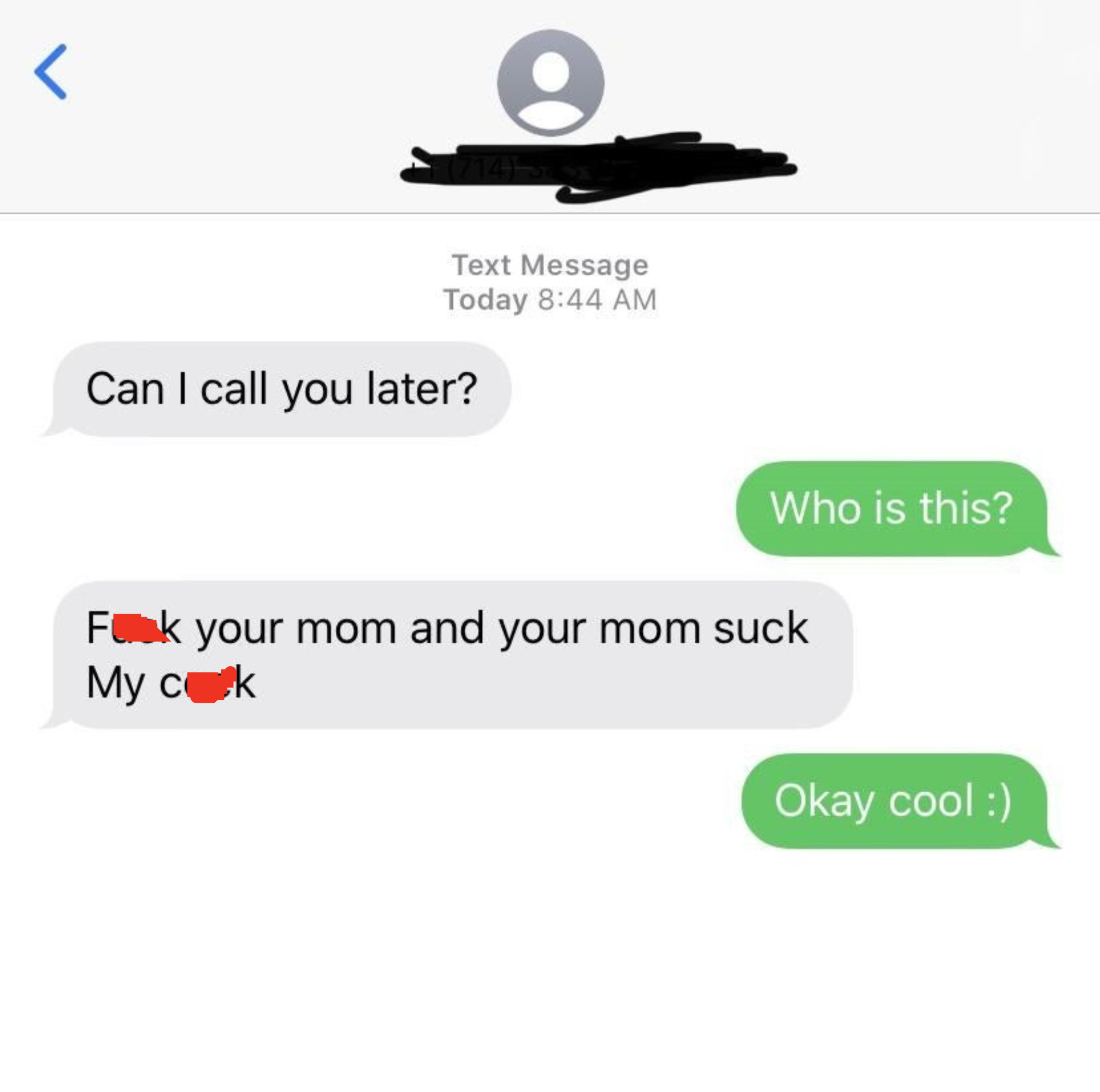 wrong number text of someone freaking out for no reason