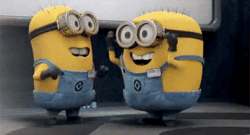 two minions screaming happily