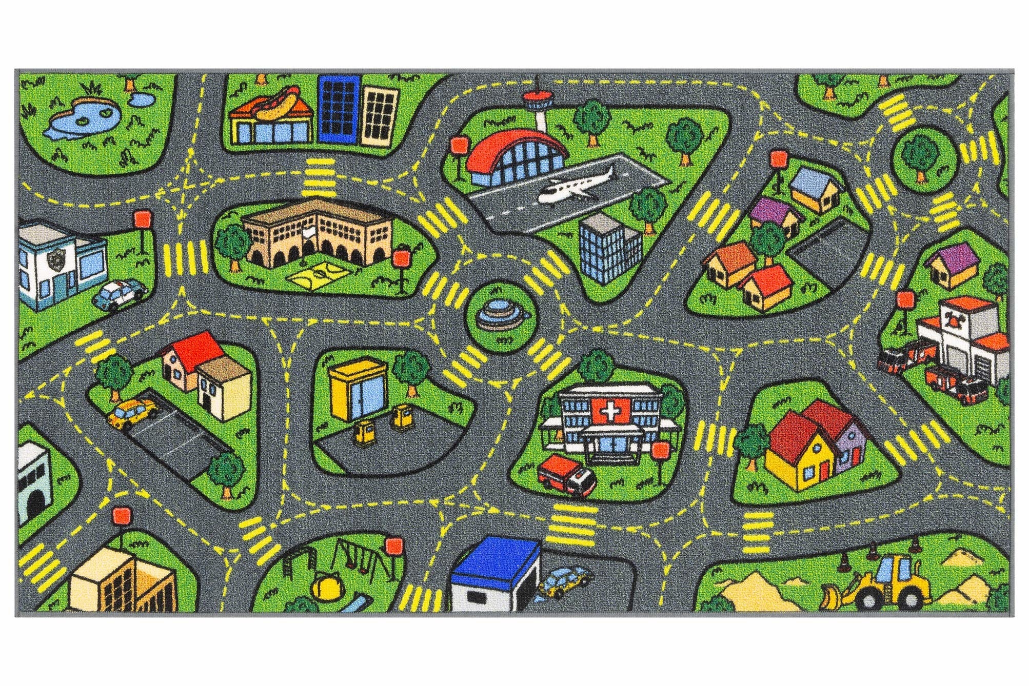 Maps playing. Carpet with Roads. Road Map for Kids. Electronic City Playmat. Boy playing City car Carpet.