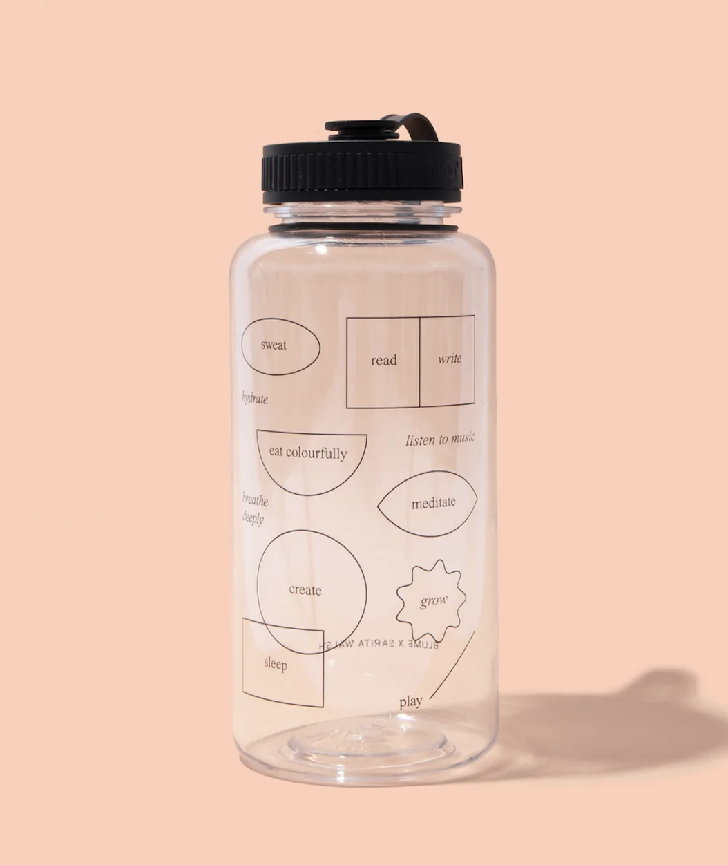 water bottle standing with the designs