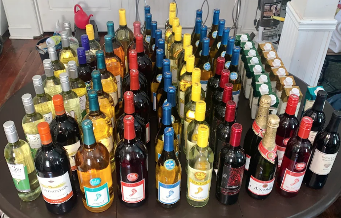 A large assortment of wine