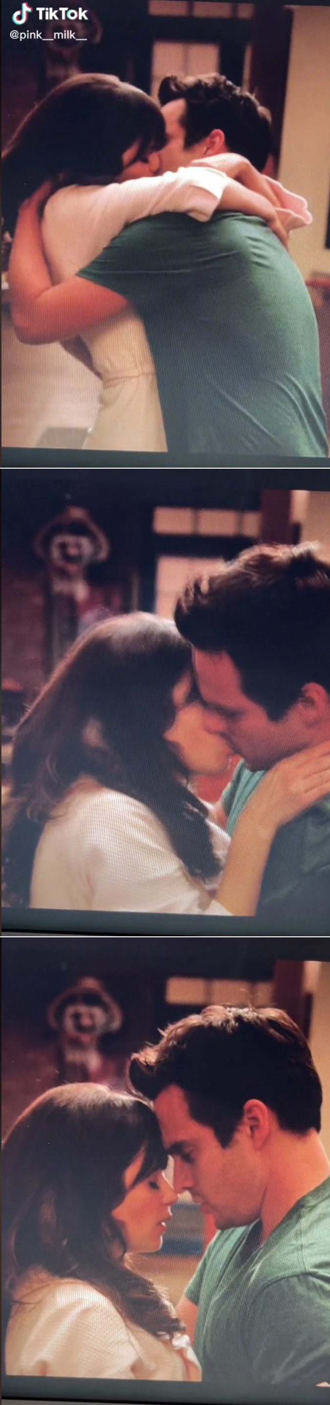 Jess and Nick kissing