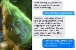 jim carrey's the grinch next to a text exchange