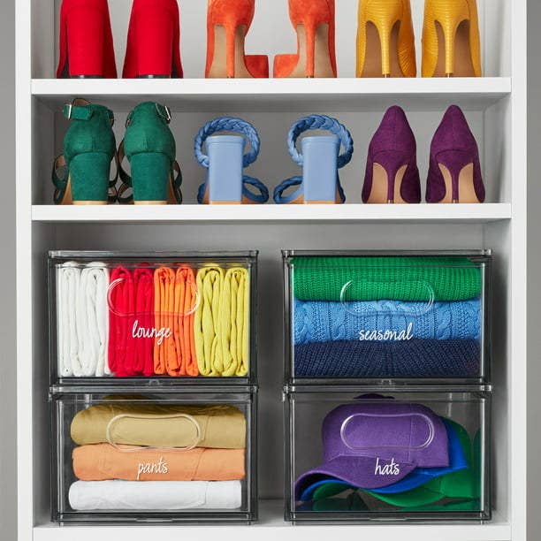 the storage bins used in a closet