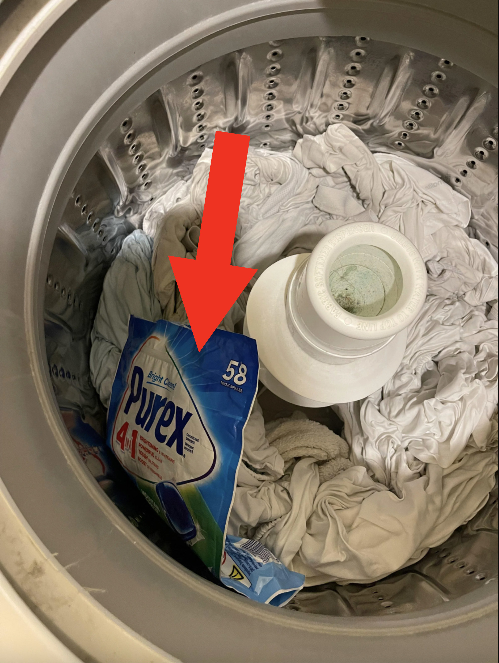 a purex bag in the washer