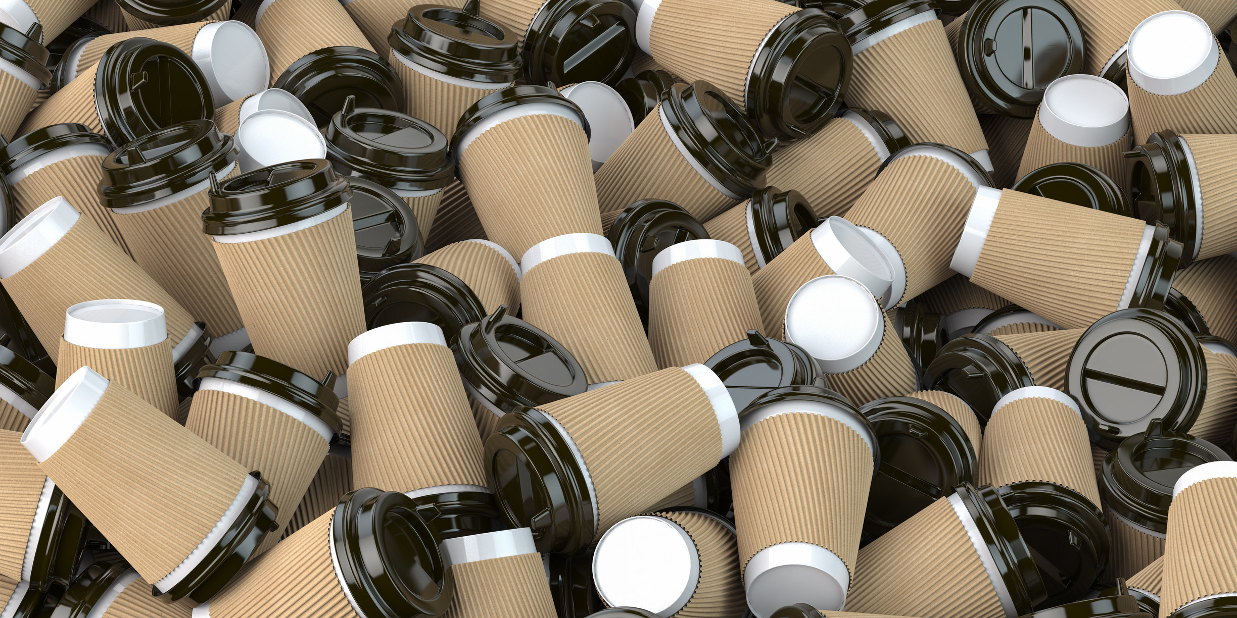 a pile of coffee cups