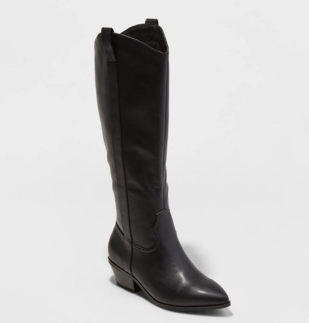 A black tall western boot