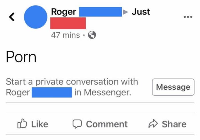 The grandpa wrote on messenger just the word &quot;Porn&quot;
