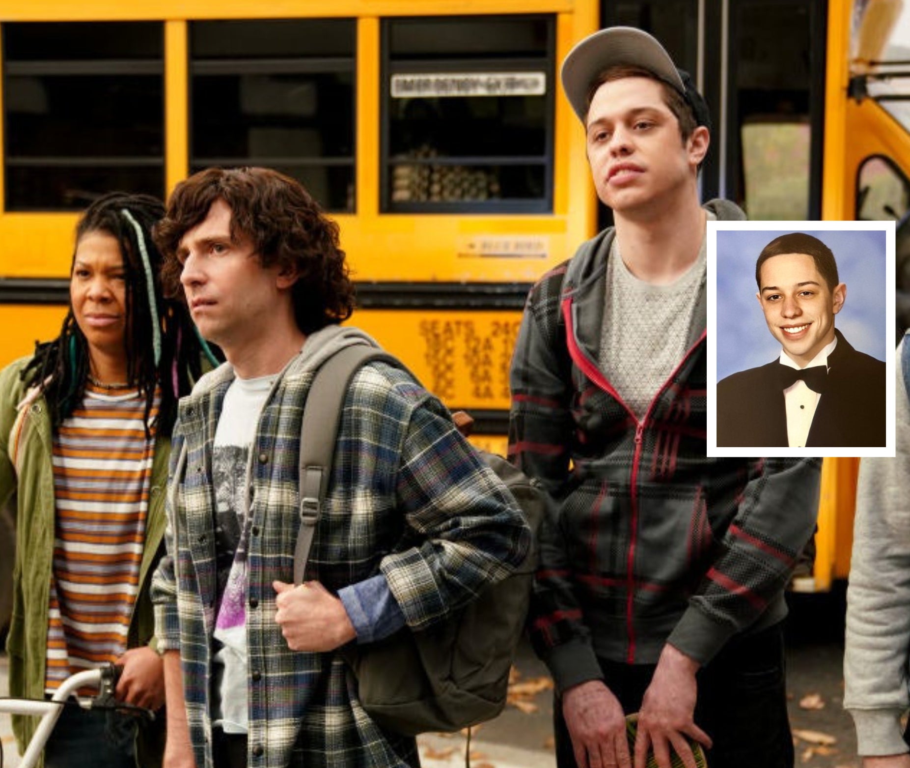 pete davidson on &quot;saturday night live&quot; (inset) yearbook photo pete davidson