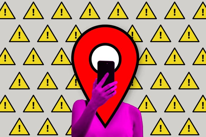 BeReal alert icons surrounding a person taking a selfie, who has a location pin icon for a head