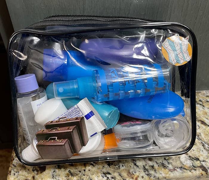 Reviewer&#x27;s photo of the toiletry bag in the color Black