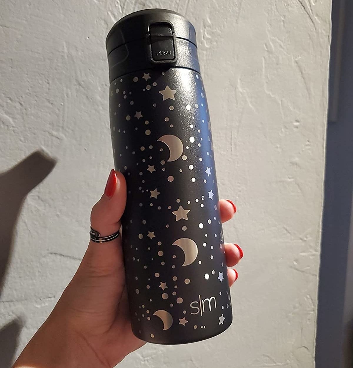 Reviewer&#x27;s photo of the travel mug in the color Engraved Lunar
