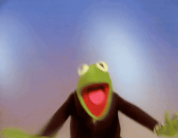 a gif of Kermit the frog doing a happy dance