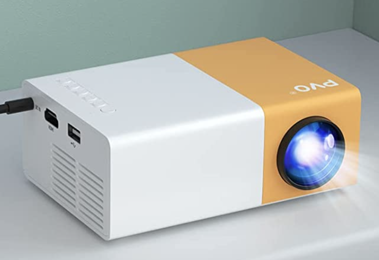 The mini projector on a table