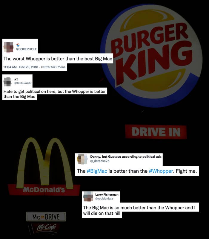 Tweets about the Big Mac and the Whopper