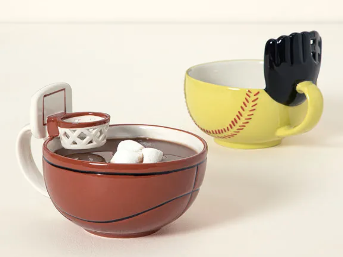 basketball and baseball mugs
