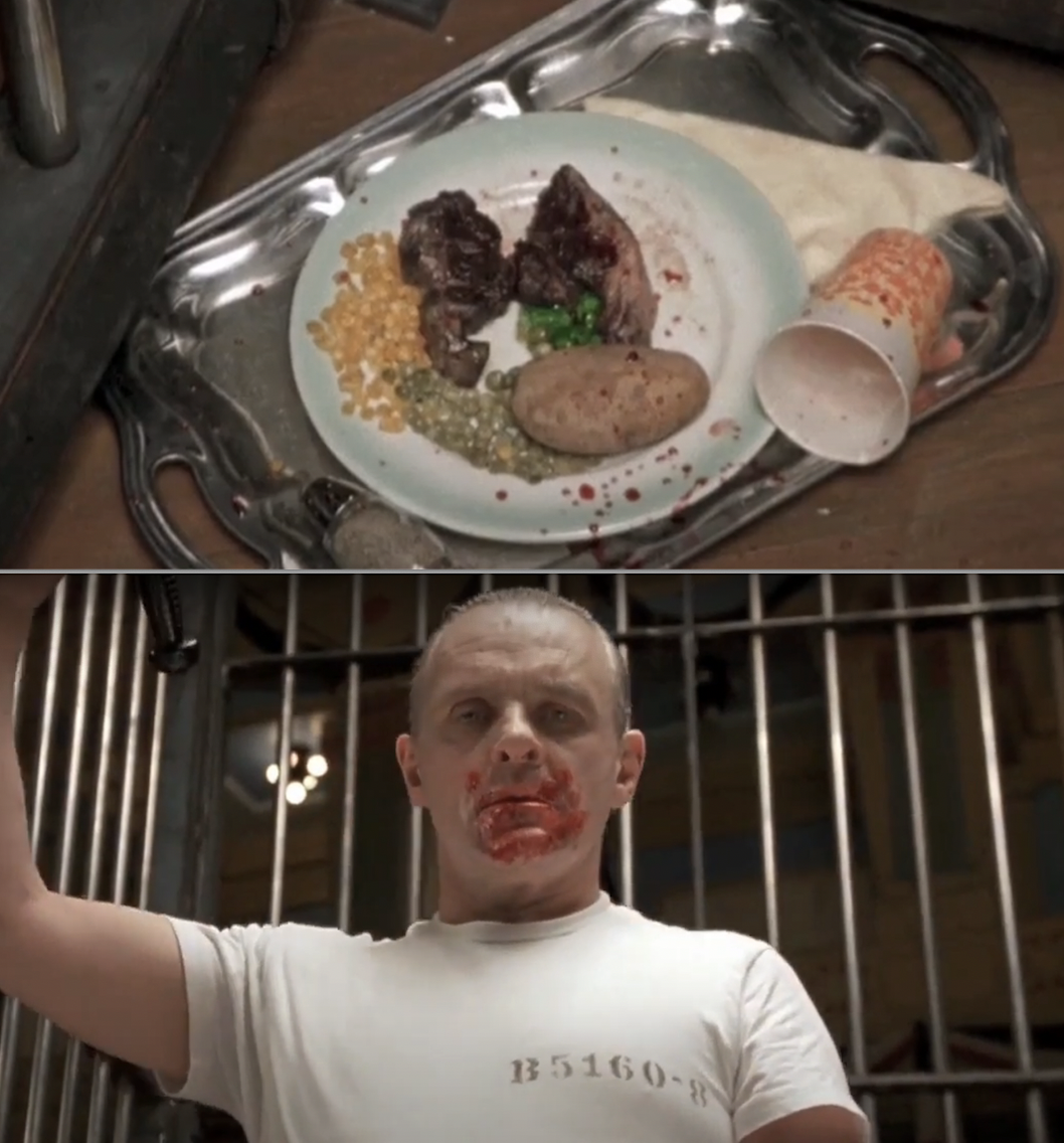 Hannibal Lecter in prison with his food in &quot;The Silence of the Lambs&quot;