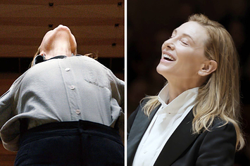 Cate Blanchett conducting an orchestra