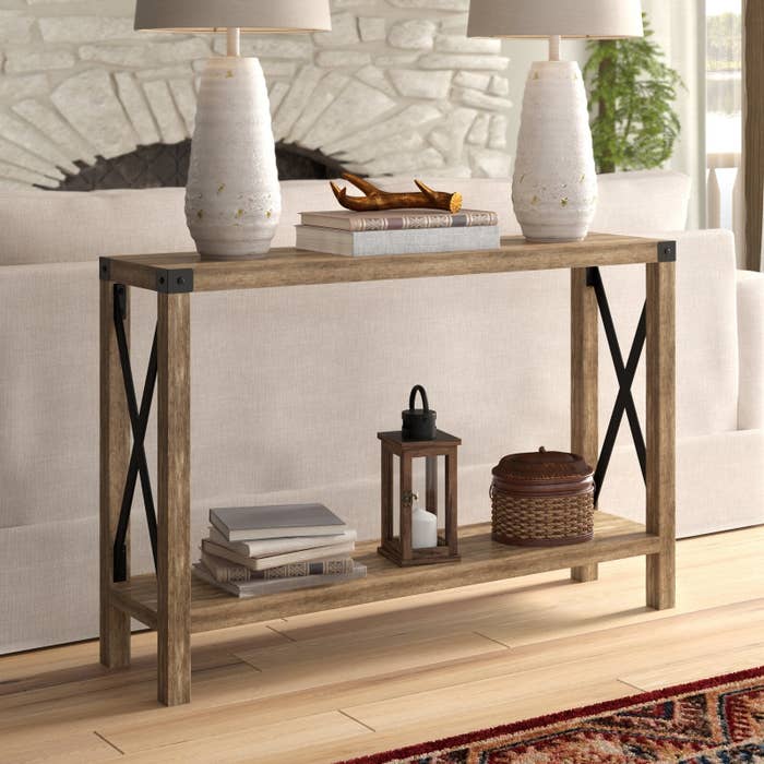 the table behind a couch