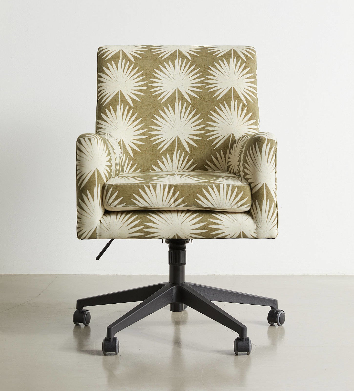 the palm print desk chair with a black base