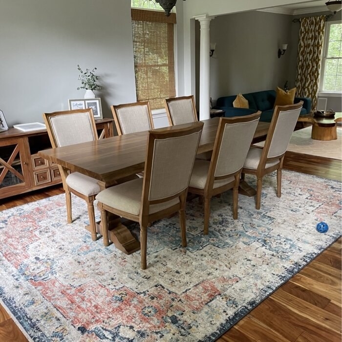The rug in a dining room