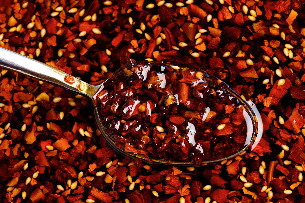 A spoonful of chili oil.
