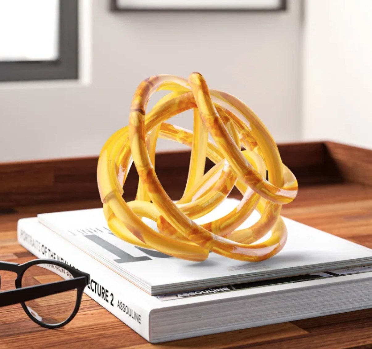 An amber knotted sculpture