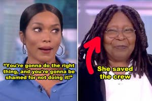 Side-by-side of Angela Bassett and Whoopi Goldberg on "The View"