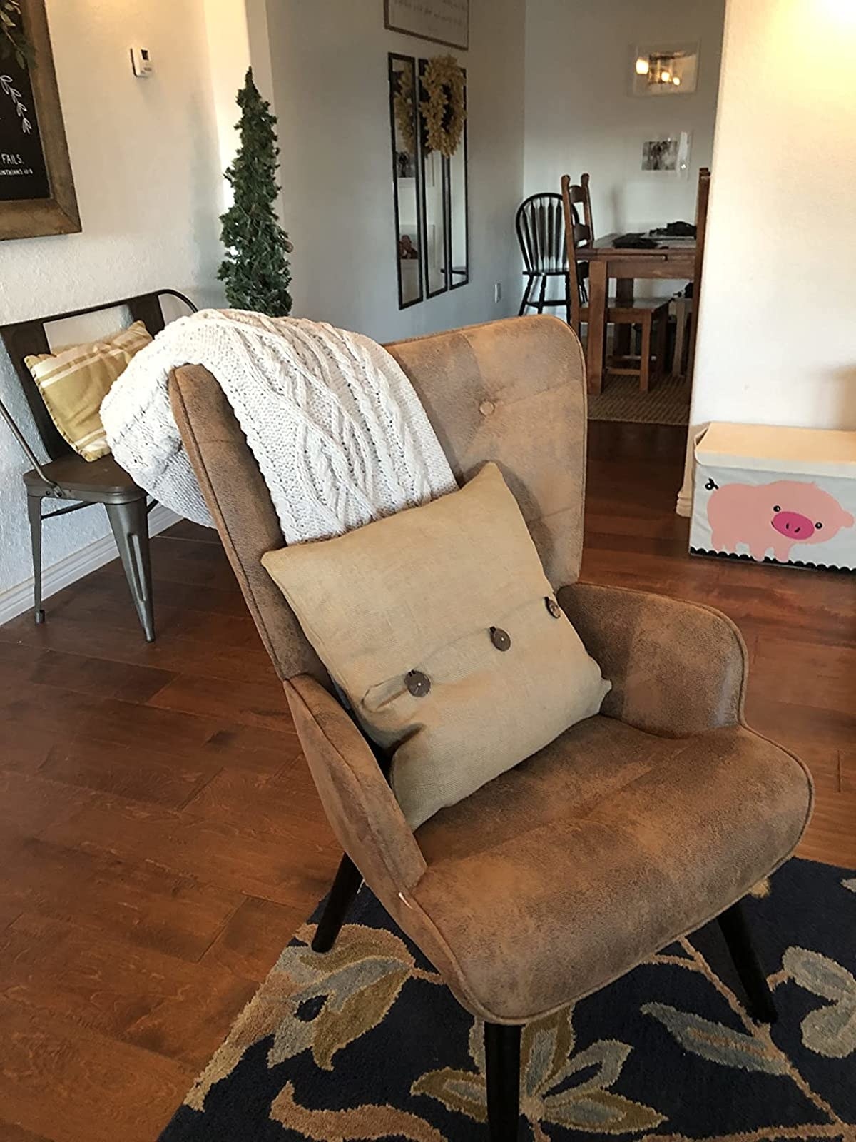 Reviewer photo of the chair in a living room