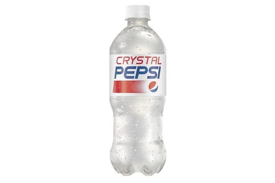 clear crystal pepsi in a bottle
