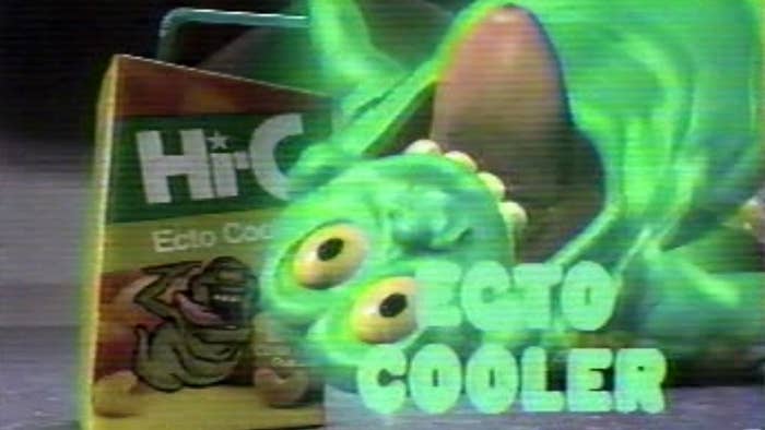 slime monster from ghostbuster in hi c ecto cooler tv ad