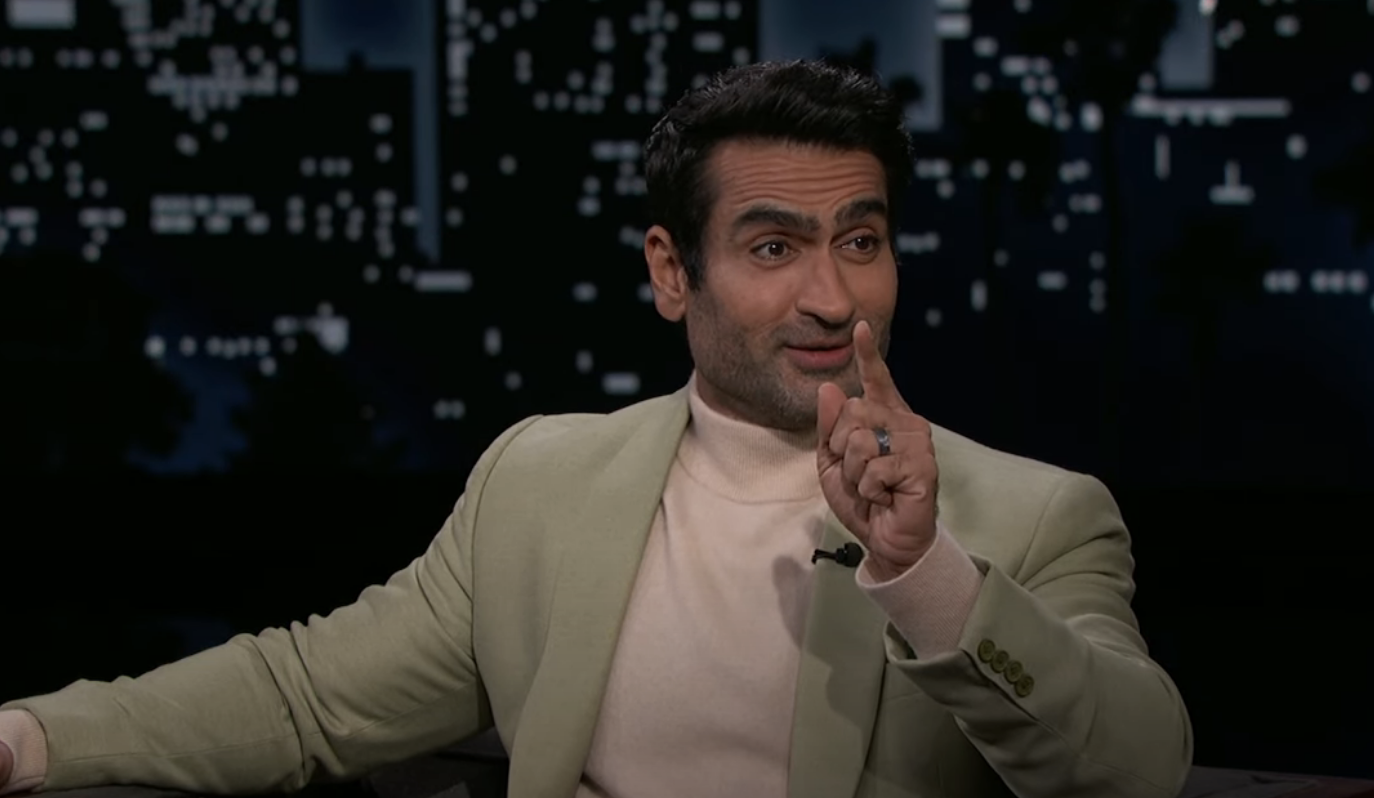 Kumail pointing a finger on the show