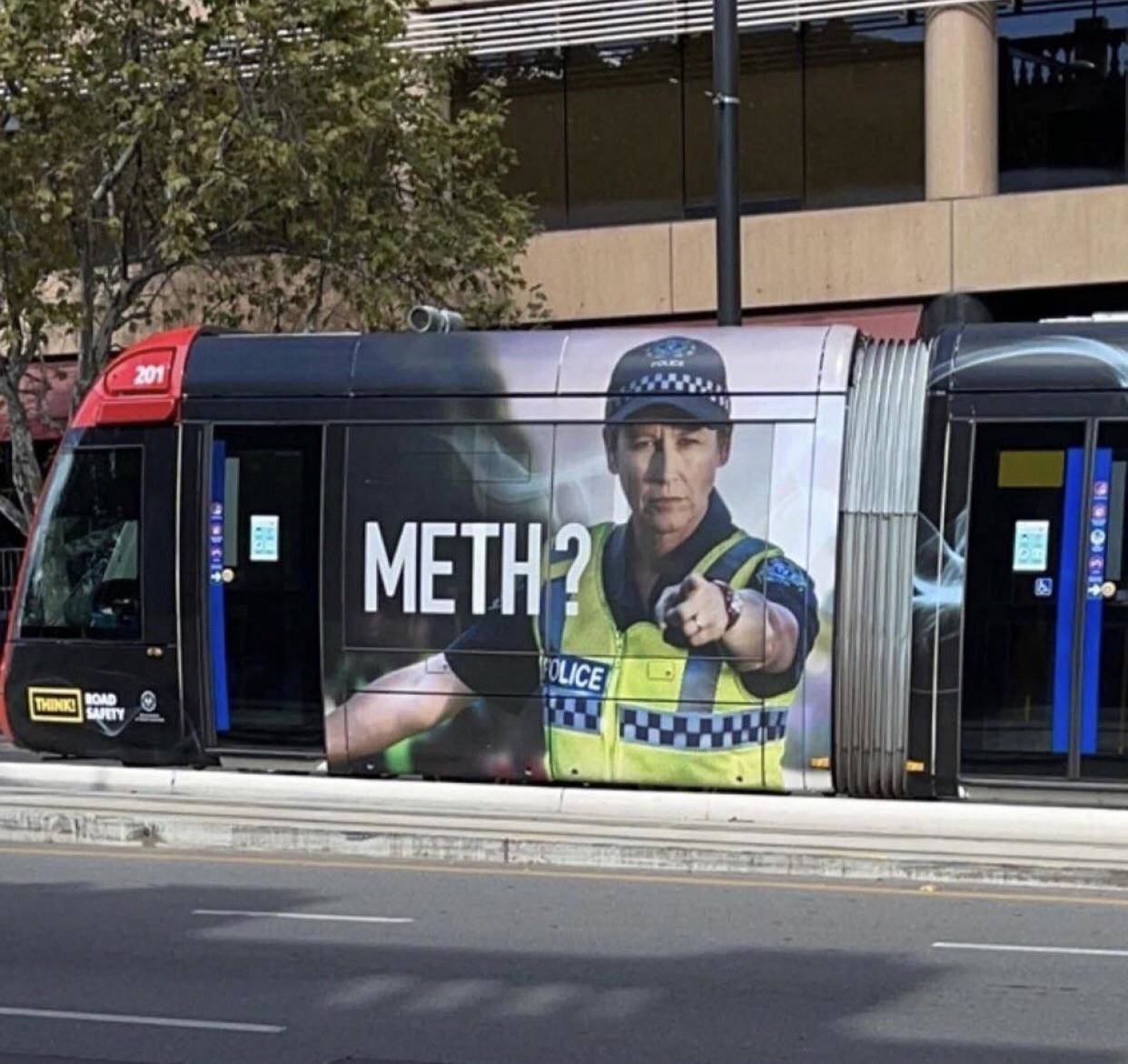 bus sign cut off so it only reads meth