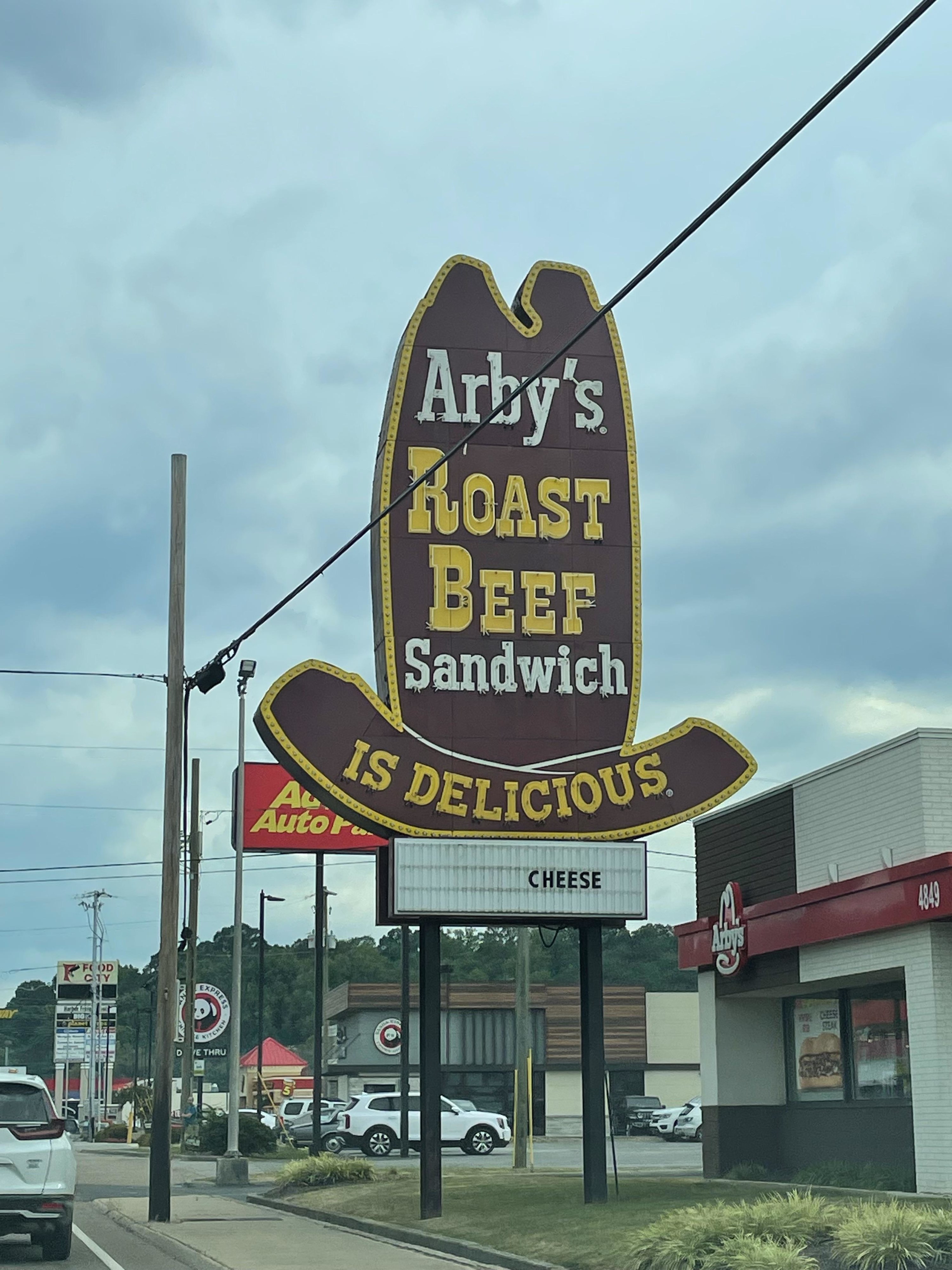 Arbys signed reading cheese