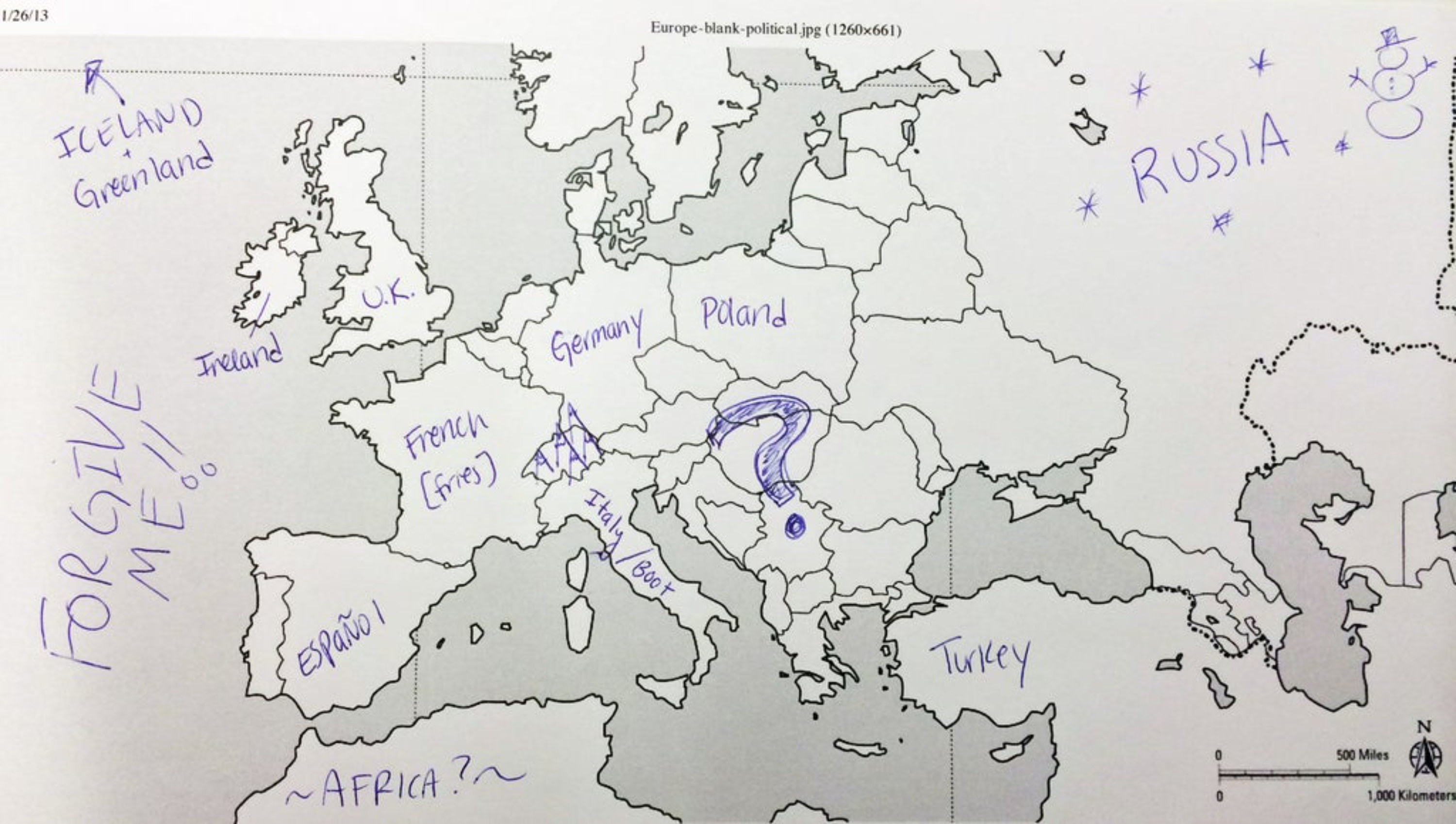 europe map countries blank