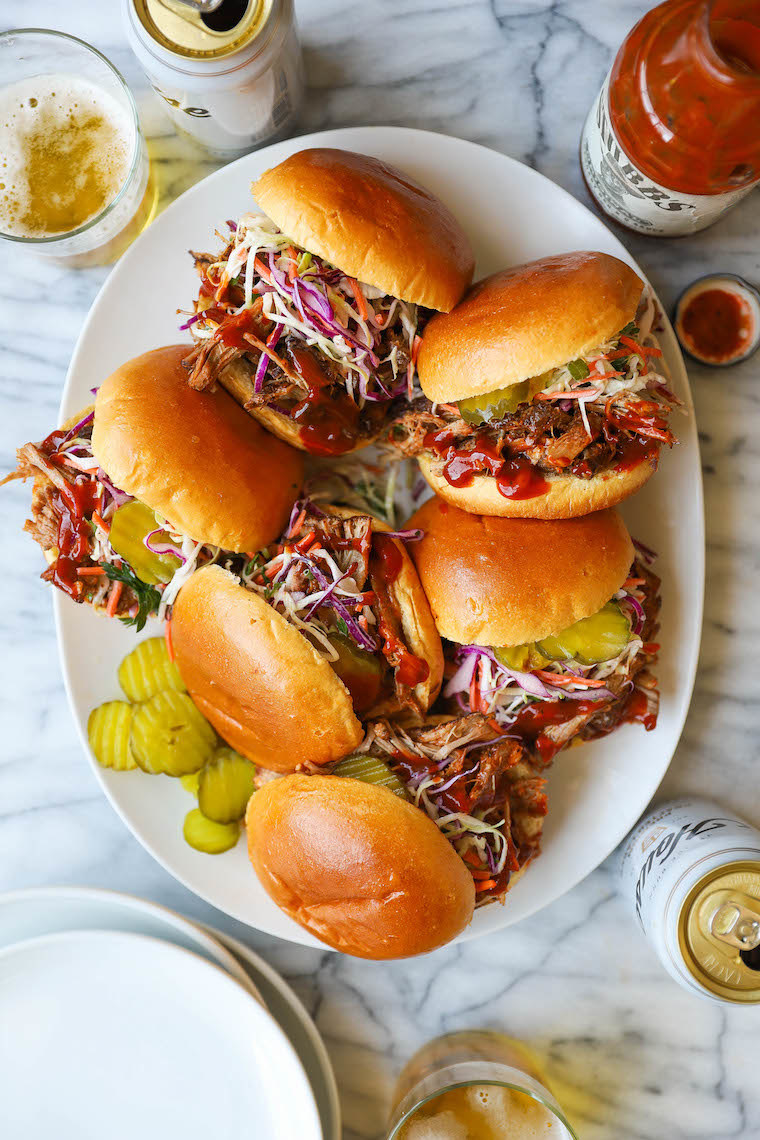 pulled pork sandwiches on a plate