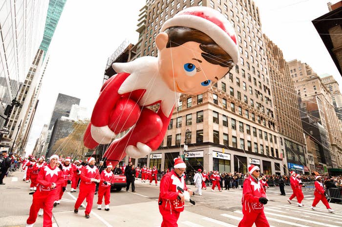 A giant Elf on the Shelf