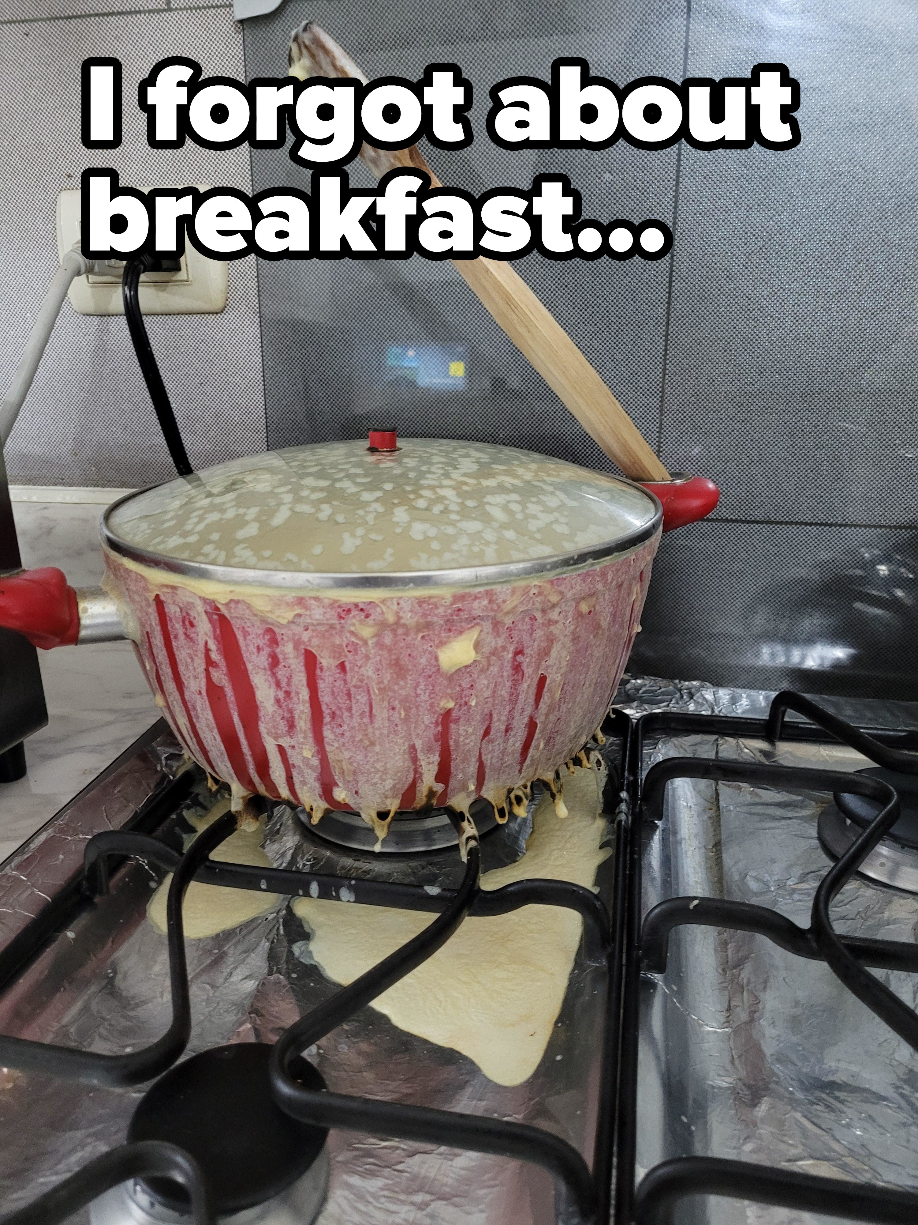 spilled breakfast meal