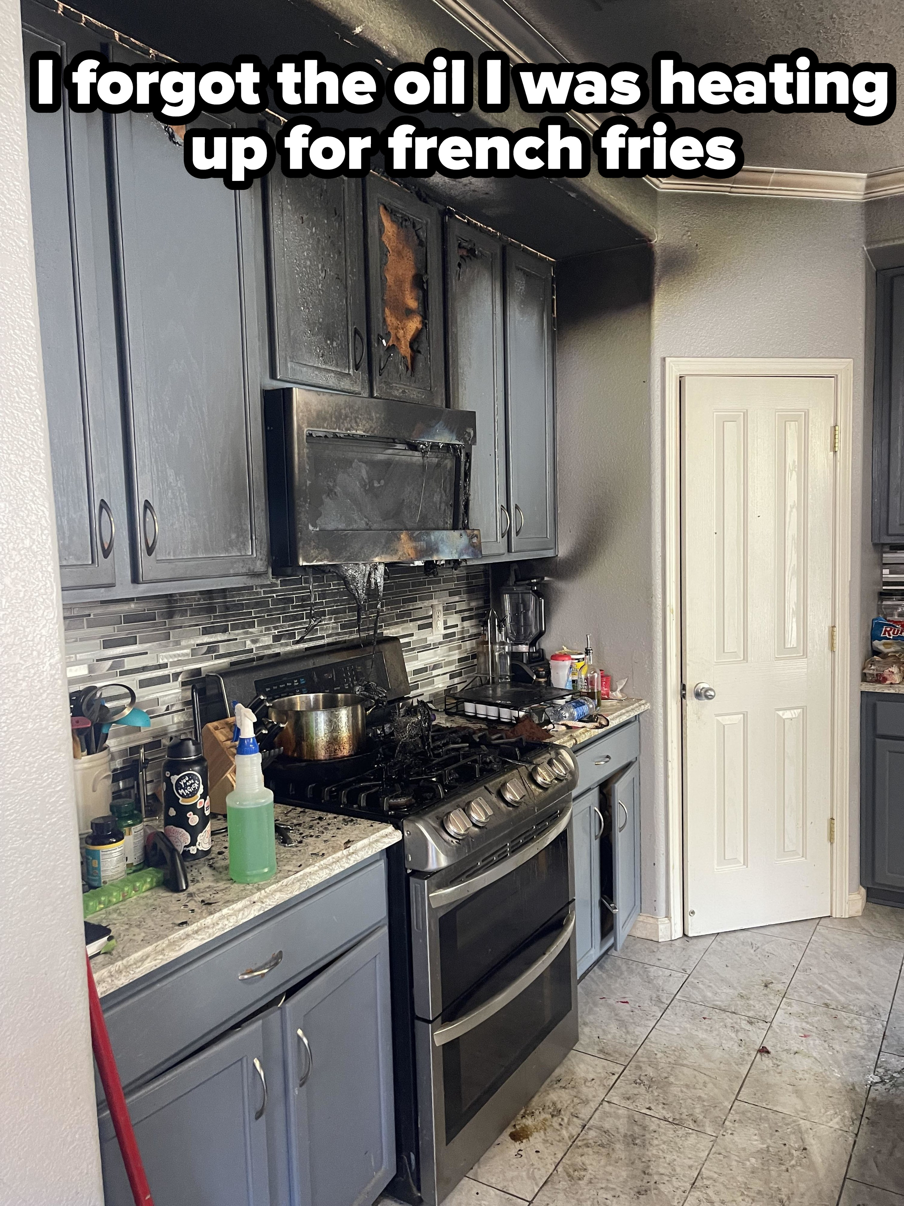 oil explosion in a kitchen