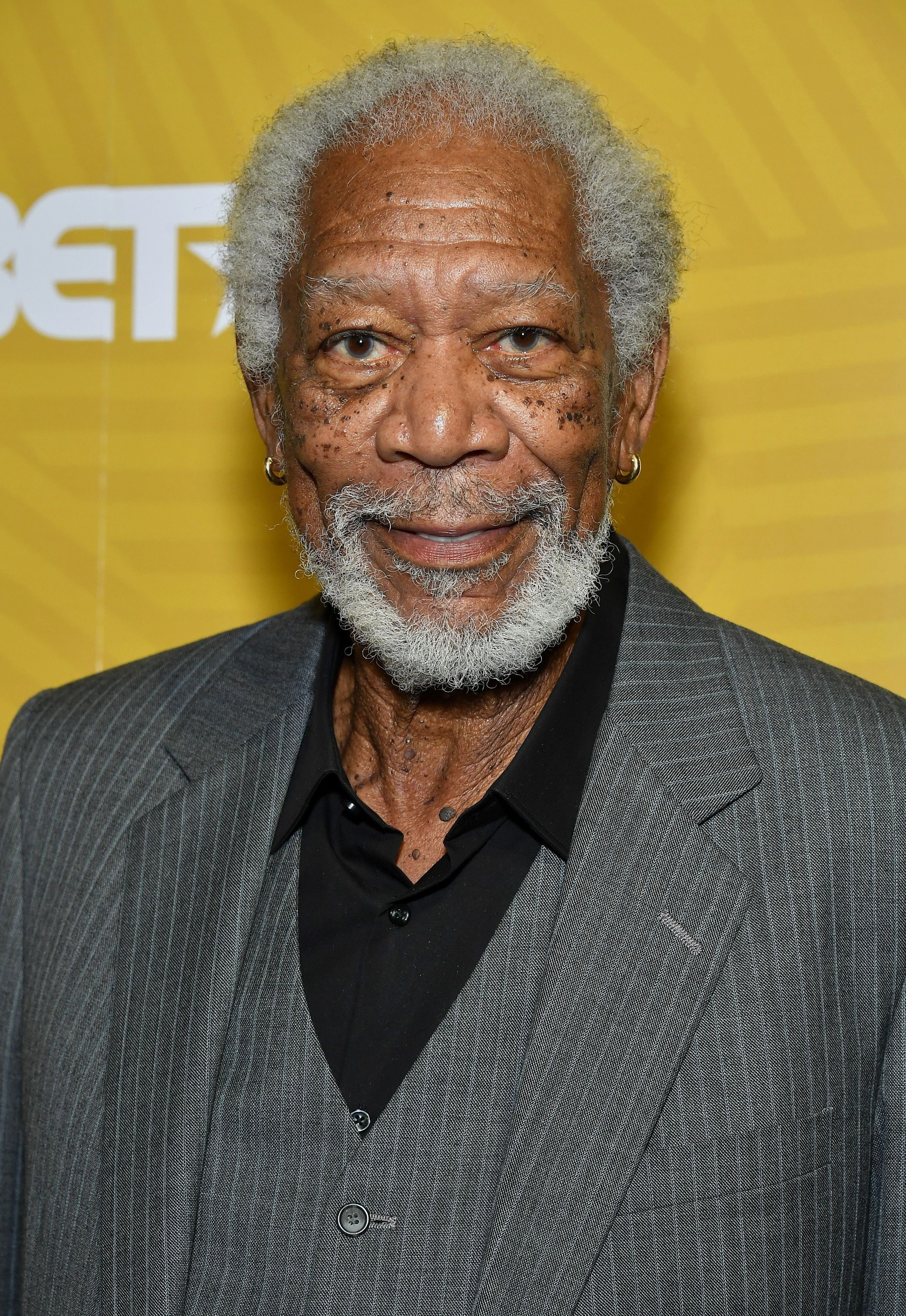 closeup of Morgan Freeman smiling