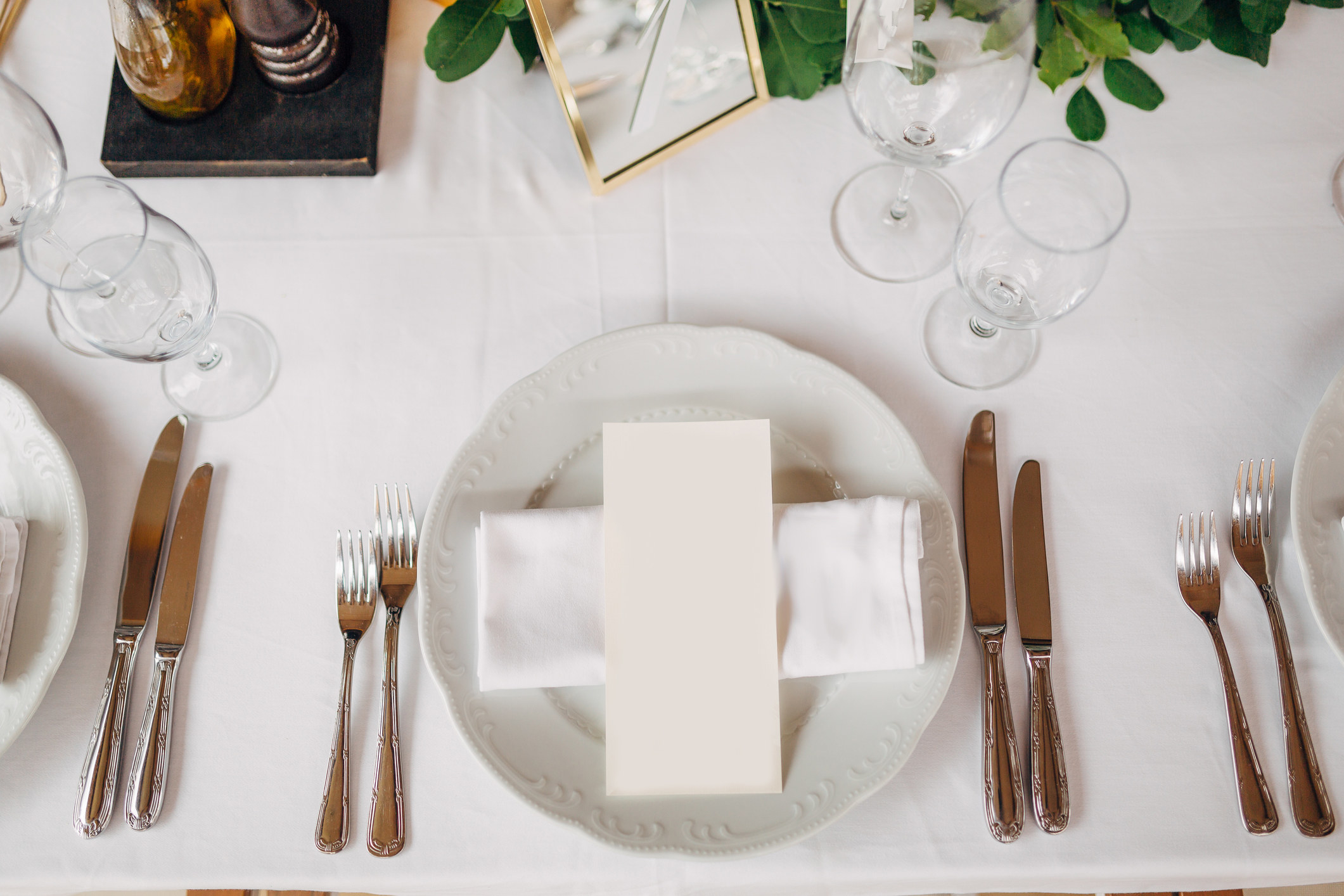 place setting on the table
