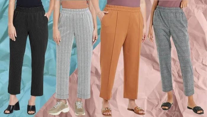 models wearing various types of pants.