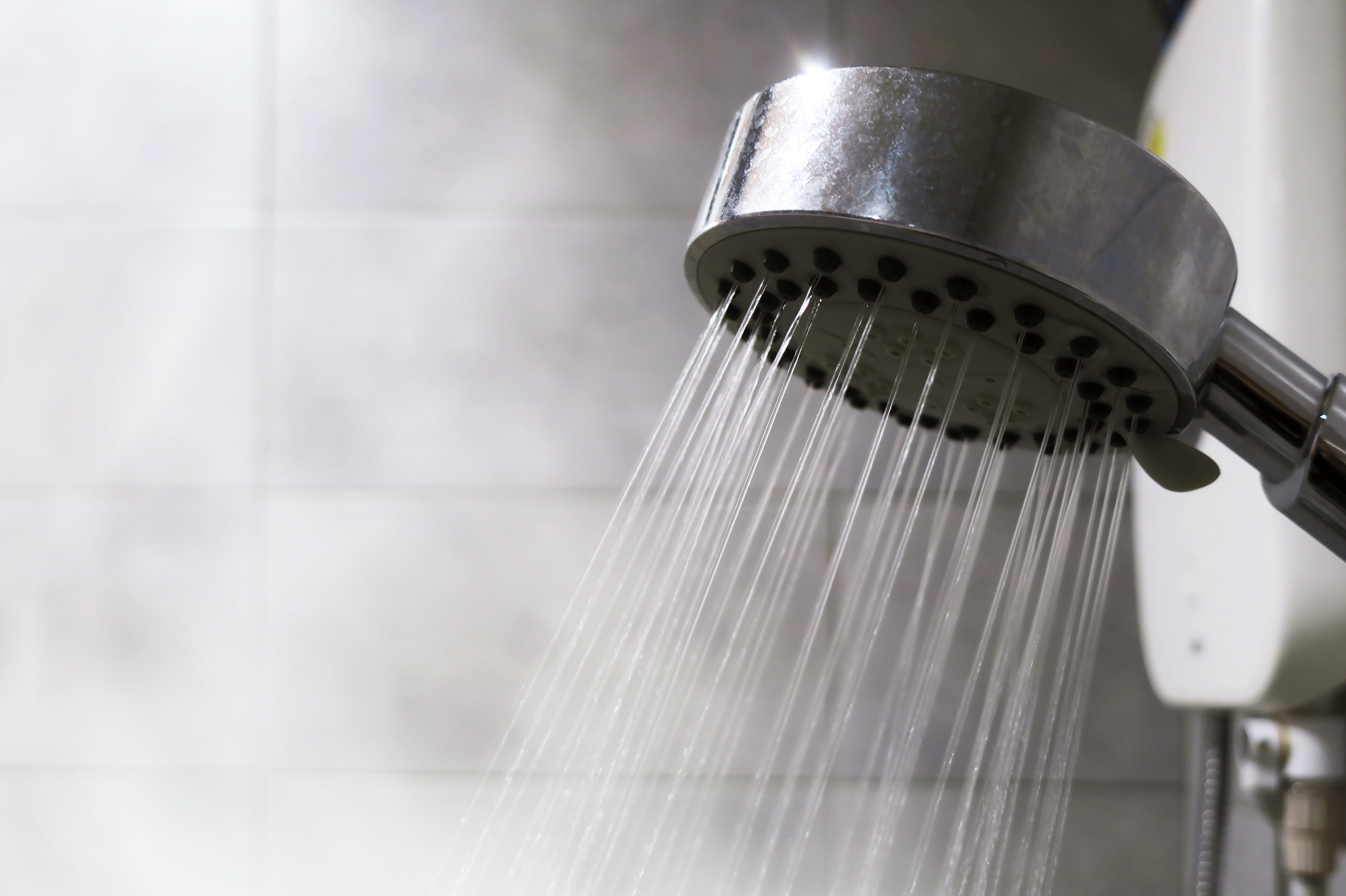 handheld showerhead spraying water