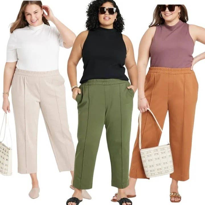 Womens Fashion Casual Work Pants Solid Color Stretch High Waist Straight  Pants