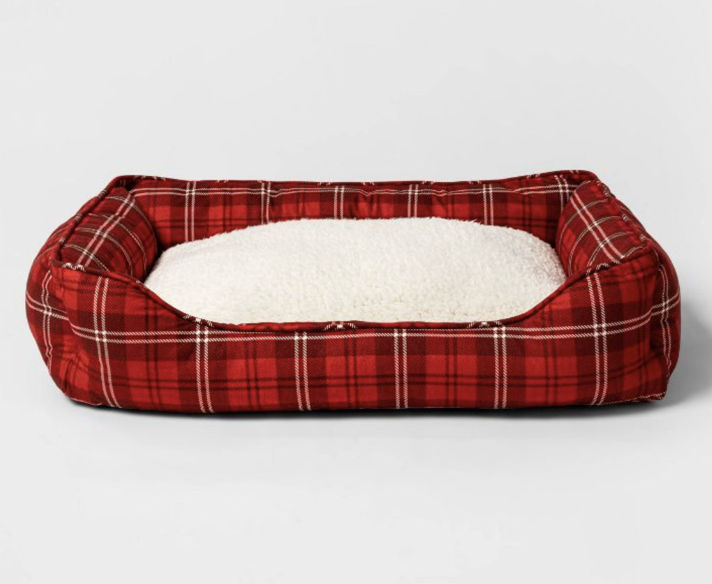 A comfy plaid pet bed