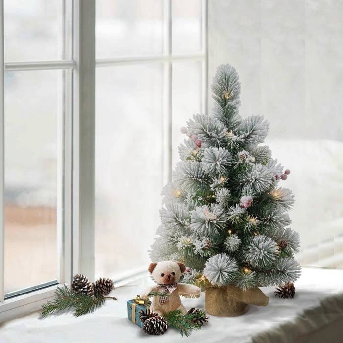 the tree setup on a window sill