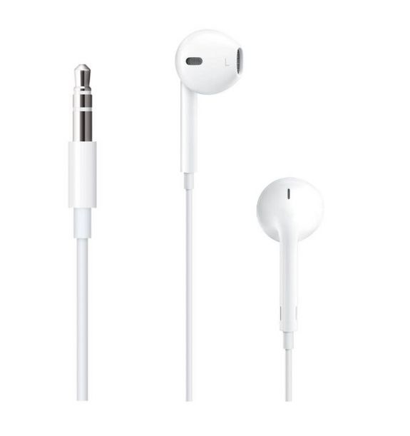 A classic iPhone earbuds that comes with a universal headphone jack