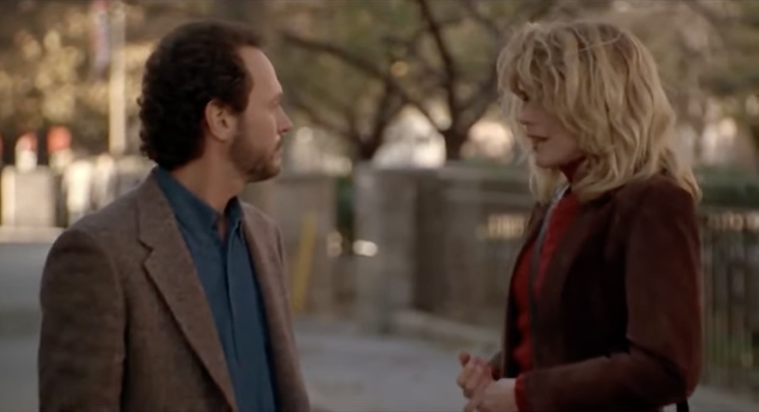 Harry and Sally talking outside